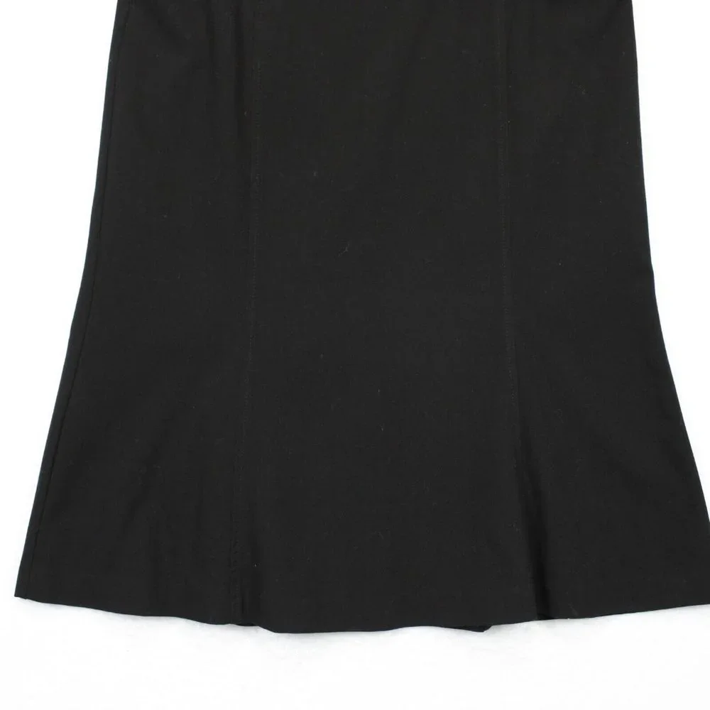 First Option Skirt Women 10 Knee Length Casual Zip Back Closure Fluted Hem Black